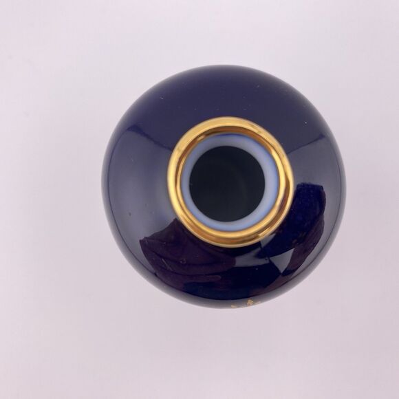 H & C France Cobalt Blue Gold Mini Bud Vase France - Picture 6 of 7